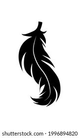 illustration of an old feather. Feather feather silhouette. Retro image of letter with feather icon.