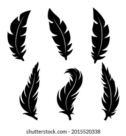 illustration of an old feather. Feather feather silhouette. Retro image of letter with feather icon