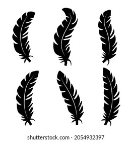 illustration of an old feather. Feather feather silhouette. Retro image of letter with feather icon