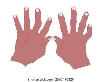 illustration of an old hand with bent and weathered fingers, symbolizing the resilience and dedication of a hard worker. Ideal for highlighting themes of hard work, aging, wisdom and the human story