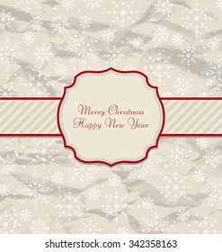 Illustration Old Invitation with Snowflakes Texture for Winter Holidays - Vector