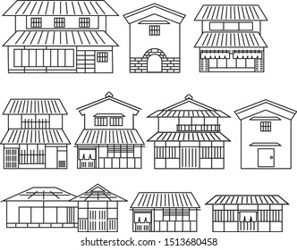 Illustration of an old Japanese house