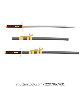 Illustration of the old Japanese katana with the sheath