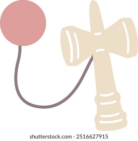 Ilustración del viejo juguete japonés "Kendama"
(color)