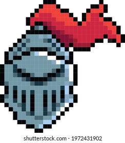 illustration of old knight in 8-bit or pixel art - vector