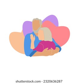 Ilustración de vectores de arte plano de pareja de ancianos, perfecto para Feliz Día Internacional de la Vieja, Día de San Valentín, Día de los padres, Día de la Familia, Tarjeta de Saludo, Plantilla, Cartel