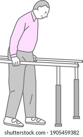 Illustration of an old man doing rehabilitation
