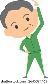 Ilustração de um velho fazendo exercícios de aquecimento