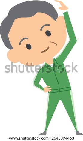 Illustration of an old man doing warm-up exercises