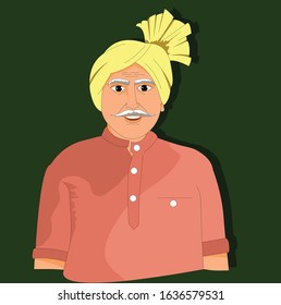 Illustration of an old man farmer