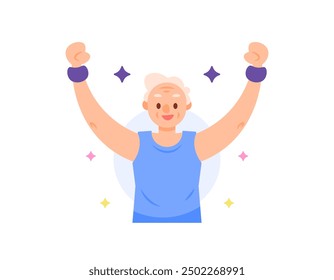 illustration of an old man or grandfather looks very excited when he wants to exercise. Grandpa enjoys gymnastics. activity and sport. flat style character design. graphic elements