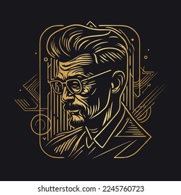 illustration old man lines vector gold