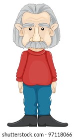 illustration of a old man on a white baackground