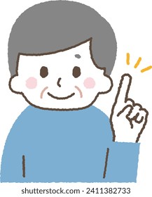 Illustration of an old man pointing and explaining.