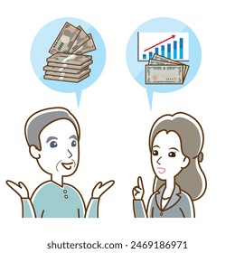 Illustration of an old man thinking about asset management.