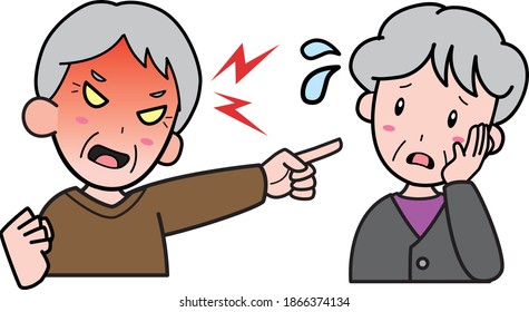 Illustration Of An Old Man Yelling At His Grandmother