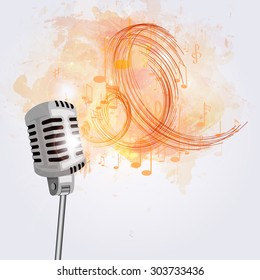 Illustration Old Microphone Musical Notes Stock Vector (Royalty Free ...