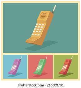 Illustration of old Mobile phone  in various color