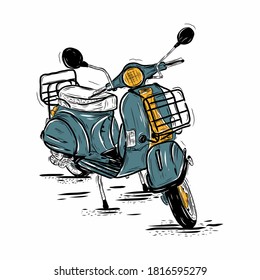 Illustration of old motorcycle vector template