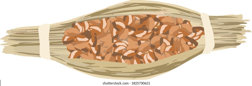 Illustration of old natto wrapped in straw