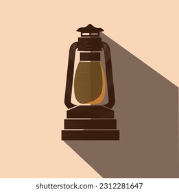 illustration of an old oil lamp with its shadow vecto eps 10