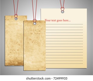 illustration with old paper tags and note paper