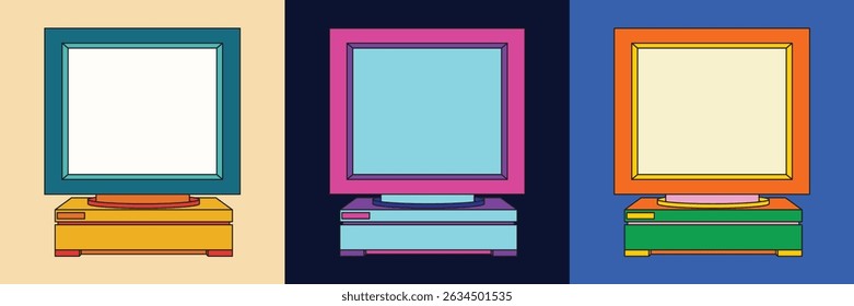 Illustration old pc retro line stroke unique design