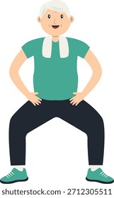 Illustration der Aktivität des alten Rentners. Vektorzeichentrickfigur.