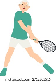Ilustração da Antiga Atividade do Pensionista. Personagem de Desenho Animado Vetor.