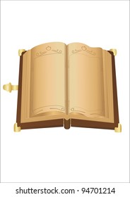 Illustration of old retro book of magic on a vintage style isolated on white background