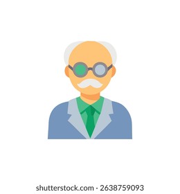 Illustration of an old scientist or professor with glasses