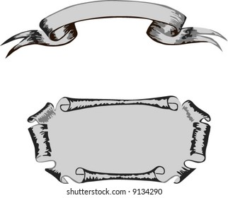 illustration with old scroll isolated on white background