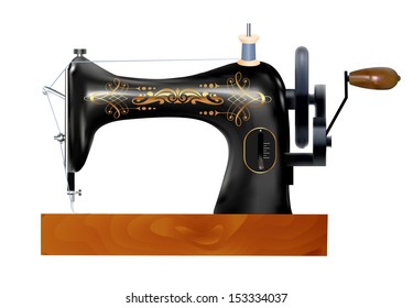illustration of an old sewing machine on a white background