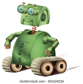Illustration of an old style robot