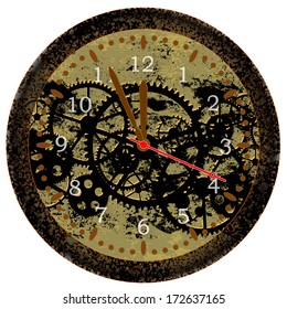 illustration of old time clock mechanism 