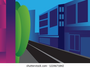 illustration of old town views landscape
