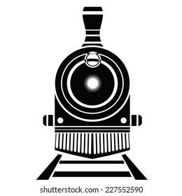  illustration with old train icon on a white background