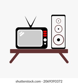 Illustration of an old TV vector logo and classic speaker with a million memories