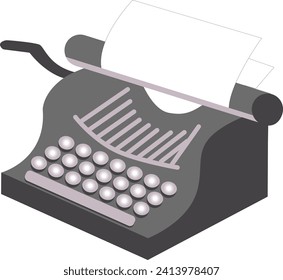 Illustration is an old typewriter. Old typewriter on a white background