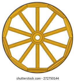 Illustration of the old vintage wooden wheel