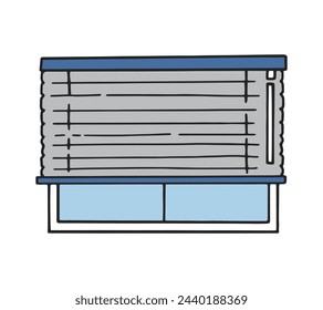 Illustration of an old window with curtains　blinds