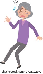 Illustration of an old woman with dizziness