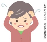 Illustration of an old woman worried or confused