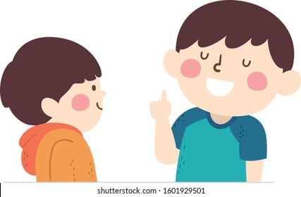 Illustration of an Older Brother Giving Instruction to His Younger Sibling