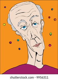 Illustration of a Older gentlemen with bubble floating around him