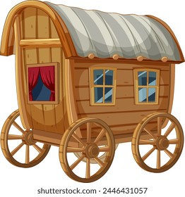 Illustration of an old-fashioned wooden wagon