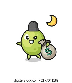 Illustration of olive cartoon is stolen the money , cute style design for t shirt, sticker, logo element