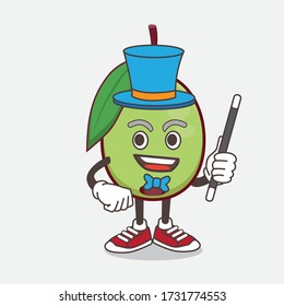An illustration of Olive Fruit cartoon mascot character performance as a Magician