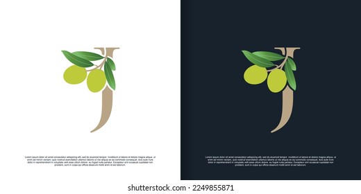 Illustration of olive letter logo J unique concept Premium Vector