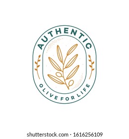 Illustration Olive Tree Logo Design With Vintage Style